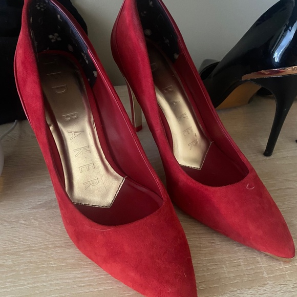 Ted Baker Red Suede Heels - Picture 1 of 3